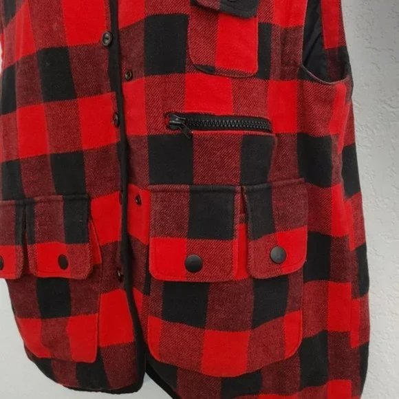 Mulberry Street Men's Buffalo Plaid Fleece Utility Cargo Vest(L) EUC - Picture 3 of 9